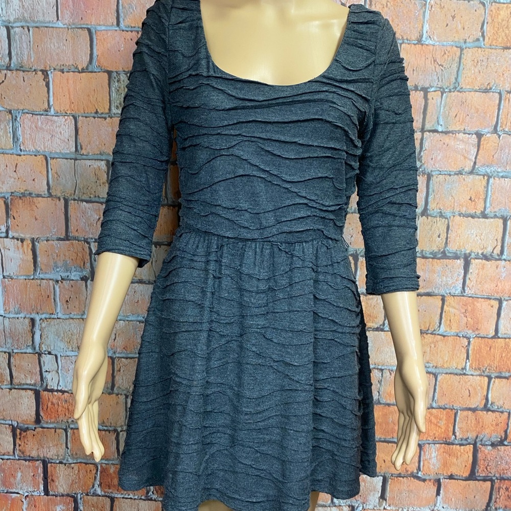 Three Pink Hearts Gray‎ Puckered Dress